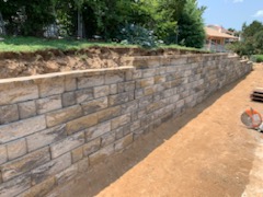 Natural stone retaining wall
